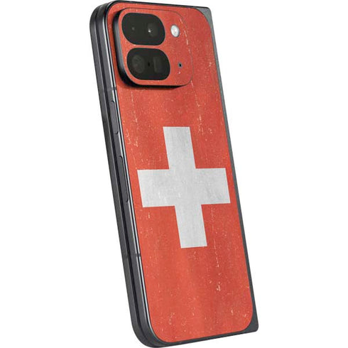 Switzerland Flag Distressed Google Pixel 9 Pro Fold Skin